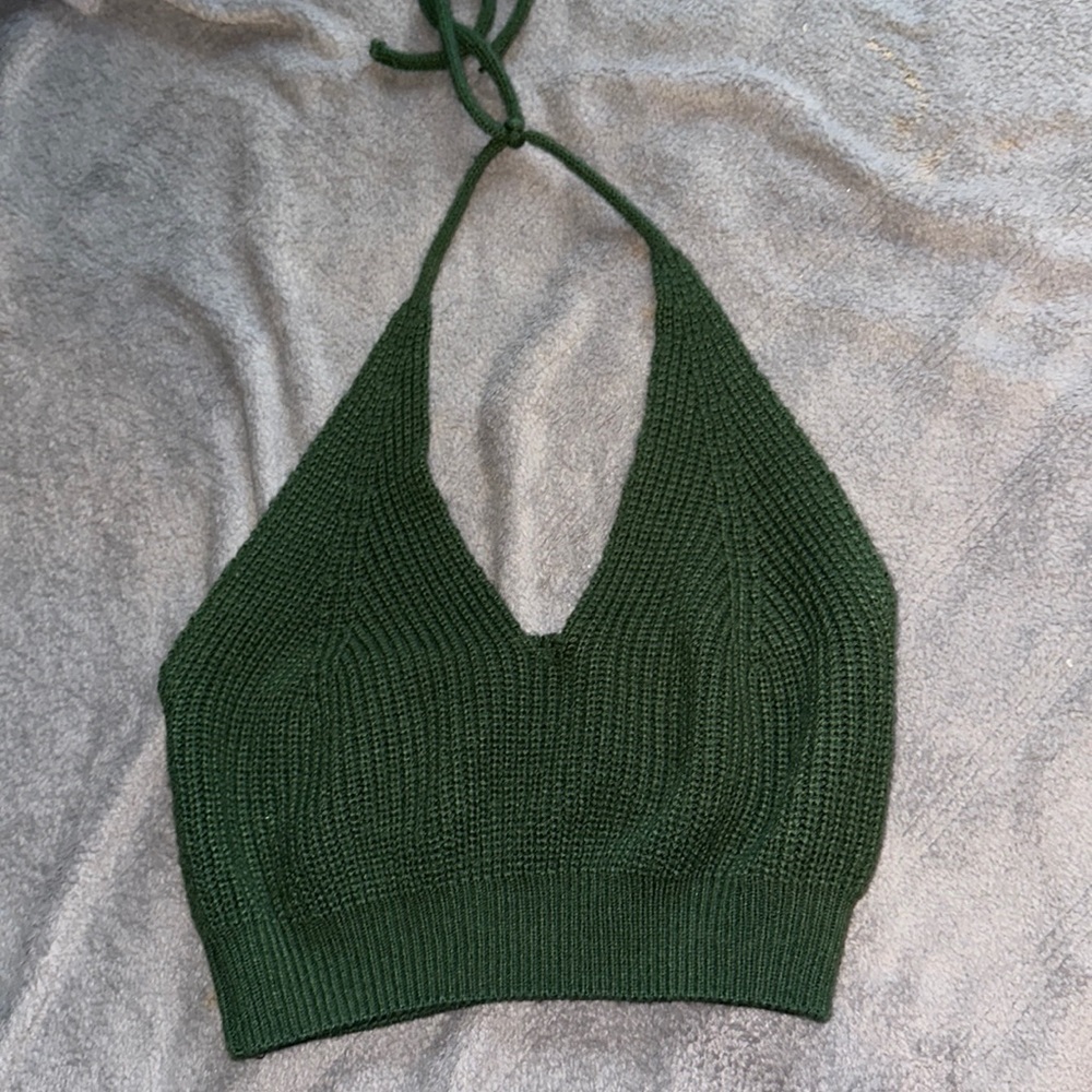 green crochet top